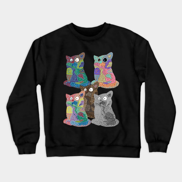 Patchwork Cats - Pop Art Style Crewneck Sweatshirt by NightserFineArts